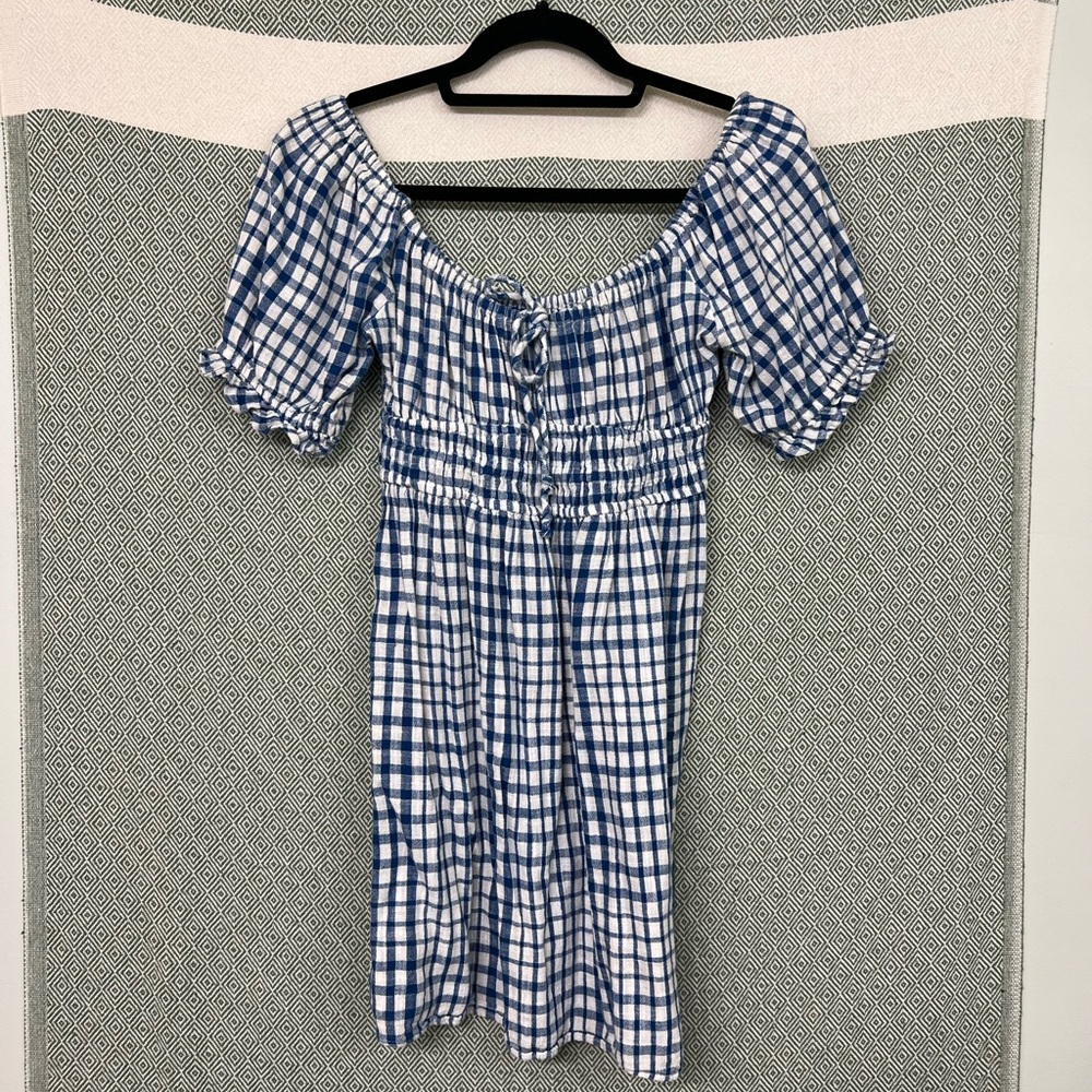 Urban Outfitters Blue and White Plaid Midi Dress